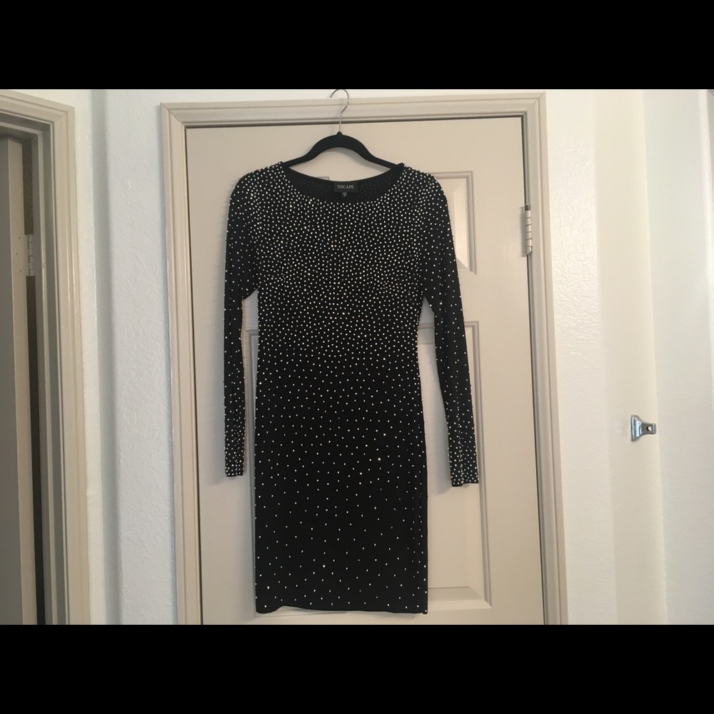 Sparkling stretchy black cocktail dress